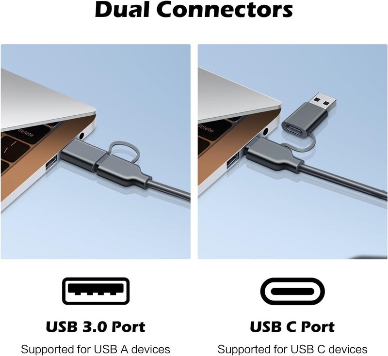 SmartQ SD Card Reader, Memory Card Reader 4 in 1 USB C USB 3.0 Dual Connector Adapter Simultaneously Read SD MS CF TF Cards Supports Micro SD/Micro. Compatible with desktops, Tablets, and USB-C Smartphones - Image 4